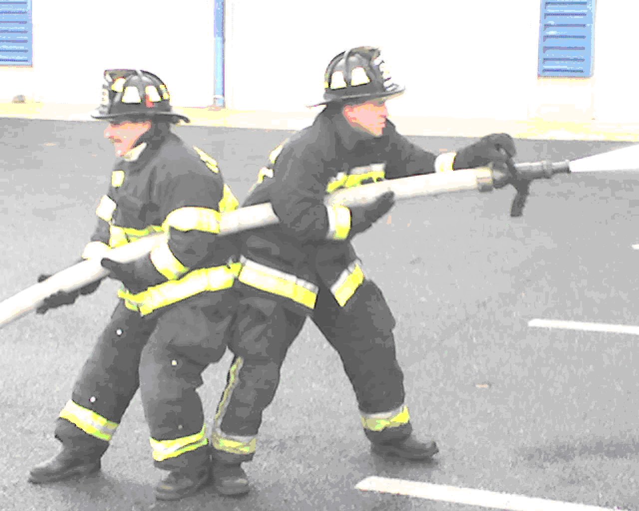 Two firefighters/back-to-back